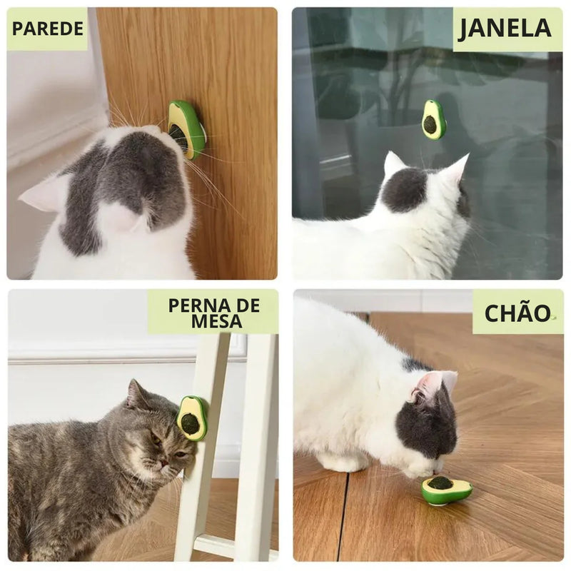Catnip de Abacate para Gatos – Erva Natural Relaxante com Adesivo de Parede