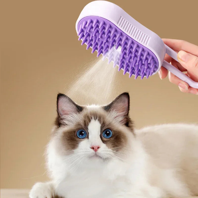 Escova Massageadora com Spray para Pets: Remova Pelos Soltos e Higienize sem Banho!