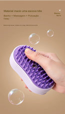 Escova Massageadora com Spray para Pets: Remova Pelos Soltos e Higienize sem Banho!